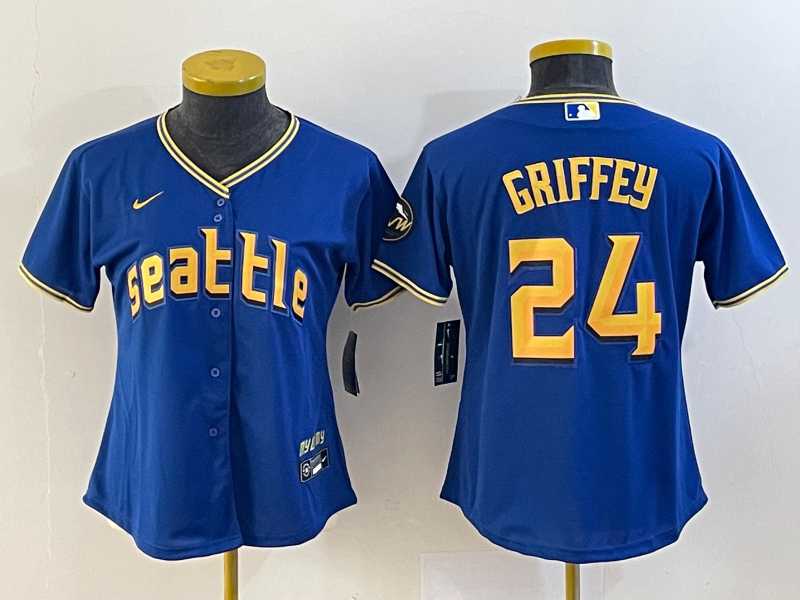 Women%27s Seattle Mariners Blank Blue 2023 City Connect Cool Base Stitched Jersey